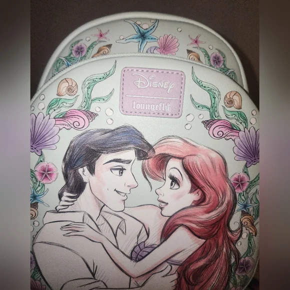 Brand New Loungefly Disney The Little Mermaid Couple Hug Mini Backpack 💙 - Picture 5 of 5